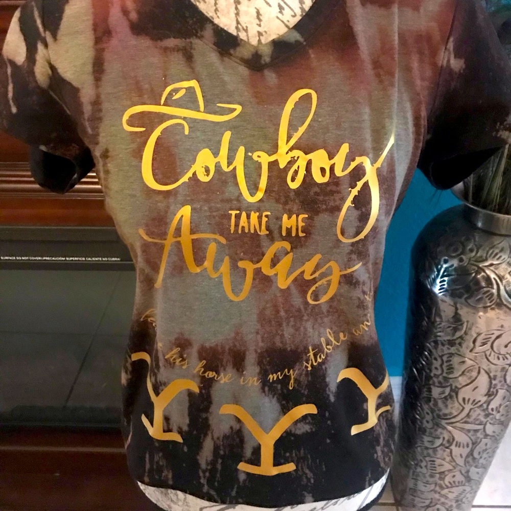 Yellow stone inspired tshirt says rip can leave his horse in my stable anytime